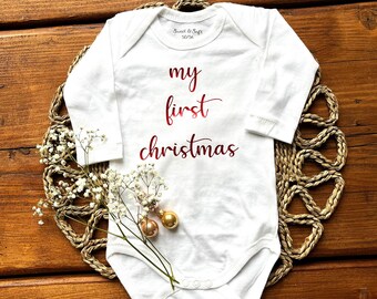 Babybody Personalisiert / Weihnachten / Geburt / Geschenk / mein erstes Weihnachten / Junge / Mädchen / Bügelbild