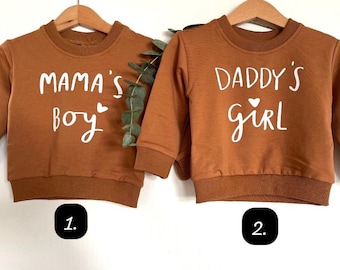 Baby Sweater Mama Papa Geschenk Geburt unisex Pullover Sweatshirt Boy Girl Muttertag Vatertag Geburtstag babyparty Kinder personalisiert