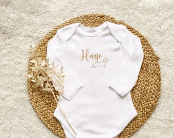 Babybody / Baby Body / Babybody personalisiert / Babybody Schwangerschaft / Babybody Bügelbild / Babybody Name / Babybody Geschenk / Dackel