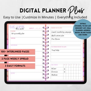 Digital Planner, iPad Digital Planner, Good Notes Planner, Notability Digital Planner, Undated and Easily Customizable, Stickers