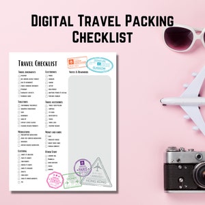 Digital Travel Checklist, Travel Packing List, Travel Planner Printable, Travel Organizer, Packing Checklist, Packing List, Goodnotes