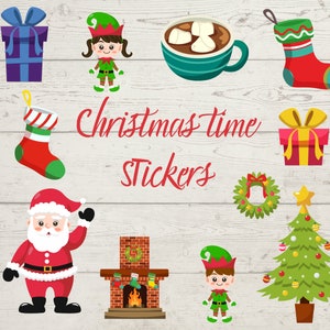 Christmas Time Digital Stickers Pack, Digital Planner Stickers, Precut Goodnotes Digital Stickers