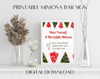 Christmas Mimosa Bar Sign, Red & Green Trees (Printable)