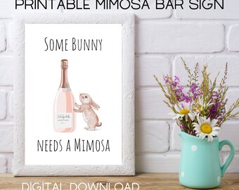 Bunny Mimosa Sign, Mimosa Bar Sign, Printable Bar Sign, Holiday Mimosa Sign, Brunch Mimosa Sign, Easter Decor, Easter Bunny