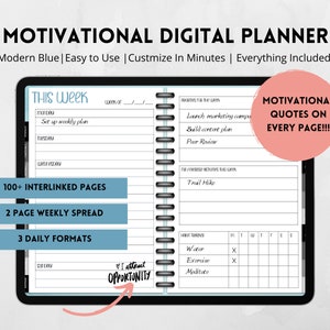 New Years Resolution, Motivational Digital Planner, iPad Digital Planner, Goodnotes, Undated Calendar, Easily Customizable