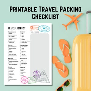 Travel Checklist Printable, Travel Packing List, Travel Planner Printable, Travel Organizer, Packing Checklist, Packing List