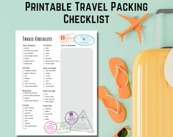 Druckbare Reise Packliste, Planer Organizer (Digitaler Download)