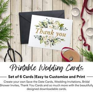 Printable Wedding Cards, Customizable, Save The Date, Wedding Invitations, thank You Cards, Bridal Shower Invites, Table Numbers & More