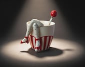 3D Legs Ceramic Mug with Cherry Spoon, Pop Art Sculptural Coffee Cup, Striped Polka Dot Retro Drinkware, 9 oz