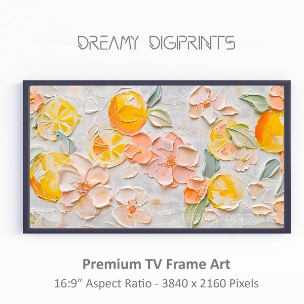 Frame TV Art Summer, Textured Oranges Oil Painting, Textured Citrus Digital Download TV, Colorful Summer Or Spring Frame TV Instant Download