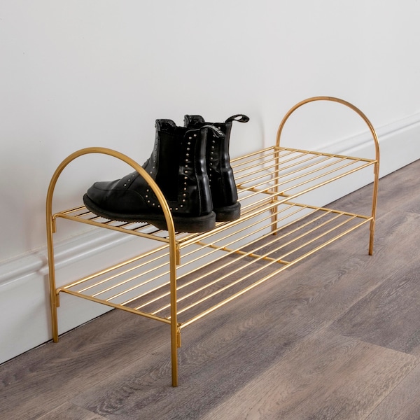 Gold Plated Shoe Rack - Entryway Decor