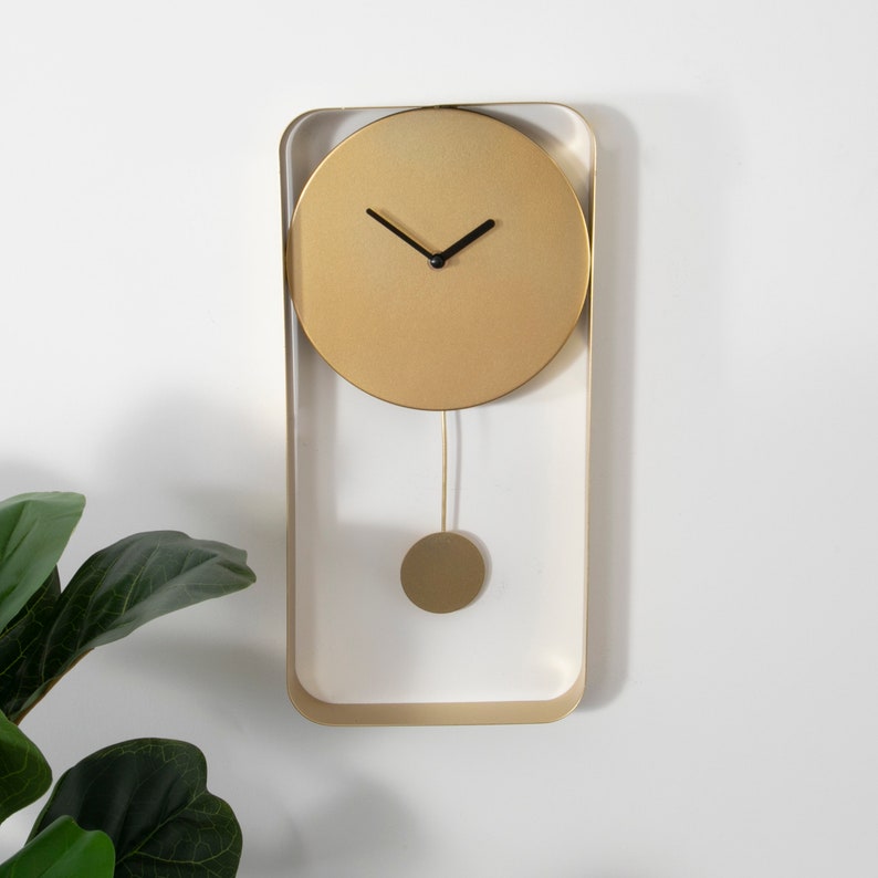 Modern Gold Metal Wall Clock Etsy