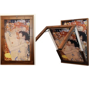 Tisch-MODERNER WANDTISCH-Mitteltisch-Künstlermöbel Transformatortisch-Schranktisch Handgefertigter Wandmontierter Massivholz-Hochtisch