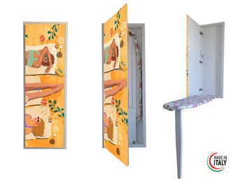 Zusammenklappbares Bügelbrett aus Holz – Tragbares Bügelbrett mit verstellbarer Ablage – Kompaktes Bügelbrett für die Haushaltswäscherei – Wohnaccessoire