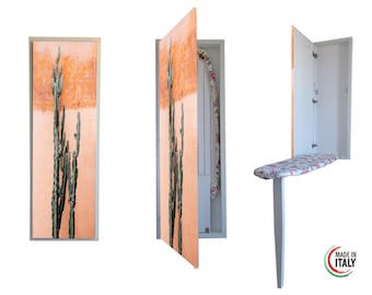 Space-saving IRONING BOARD, FOLDABLE ironing board, wall mount ironing board cabinet, Contemporary home decor, Unique furniture pieces