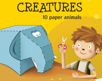 Papiertiere. Easy Papierspielzeug für Kinder. Druckbare Vorlagen