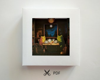 Shadow Box Template. Tea Party