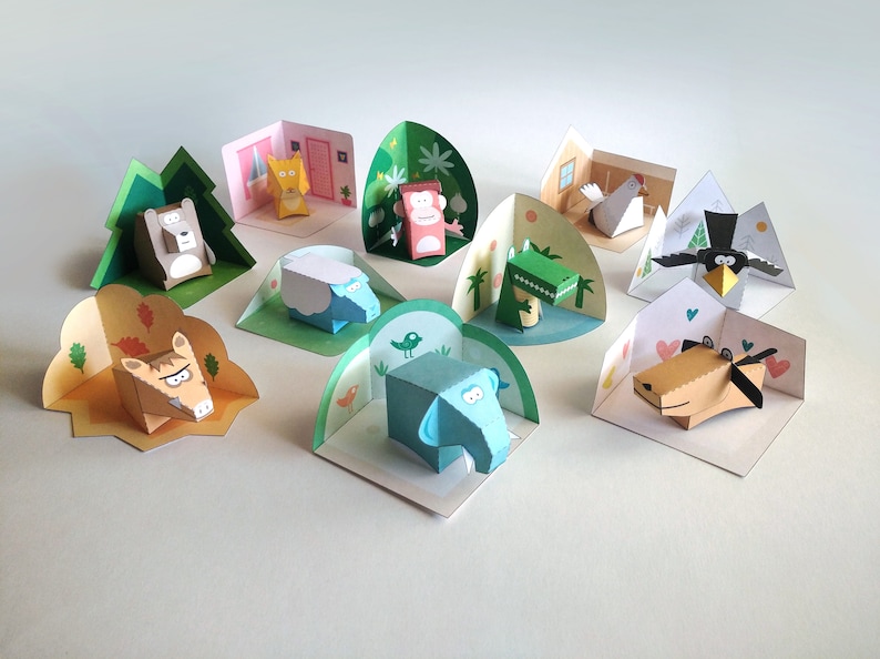 Paper Animals. Easy Paper Toys for Kids. Printable Templates - Etsy