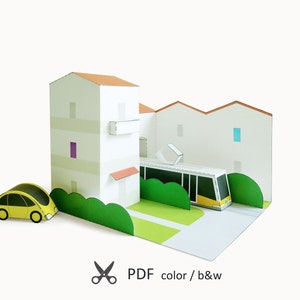 Paper Diorama Town. Printable Paper Toys for Children. PDF Templates for DIY Paper Craft