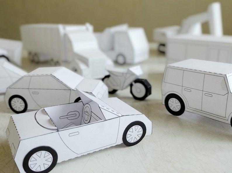 Paper Toys of Cars, Motorbikes, Buses, Trucks and Equipment. Album for Paper Craft image 4