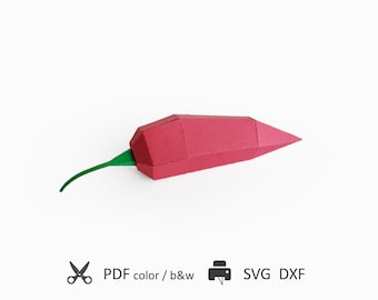 Hot Pepper. Digital Template for your Paper Craft or Gift Box