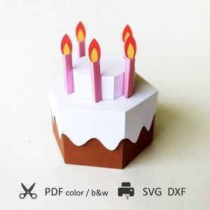 Caja de regalo de pastel SVG PDF