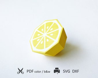 Half a Lemon 3D Paper Craft SVG
