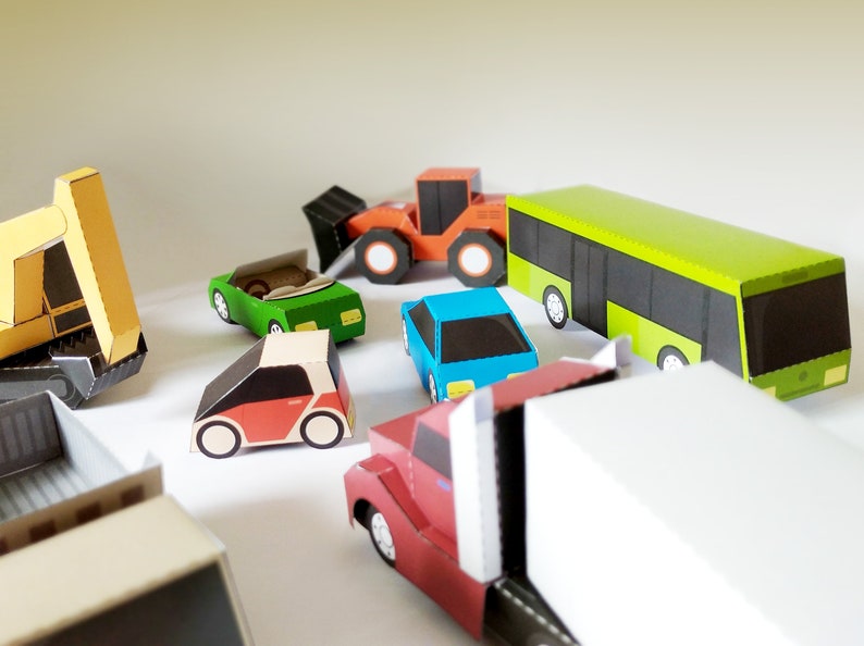 Paper Toys of Cars, Motorbikes, Buses, Trucks and Equipment. Album for Paper Craft image 3