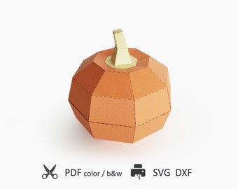 Pumpkin Paper Toy. Digital Template for your Craft or Gift Box