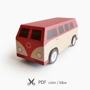 BUS Tipo D. Juguete de Papel / Caja de Regalo