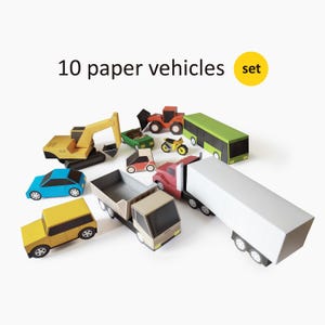 Paper Toys of Cars, Motorbikes, Buses, Trucks and Equipment. Album for Paper Craft