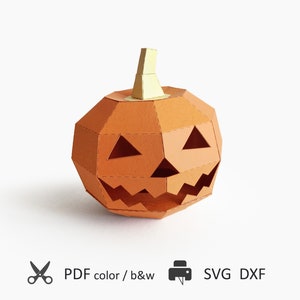 Halloween Pumpkin 3D Paper Toy, SVG, DXF and PDF Templates