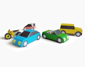 Paper Cars and Motorbikes. Printable Toys of Vehicles for Kids