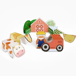 Découpes à imprimer et à plier - Ferme. Créations en papier pour les 4-8 ans