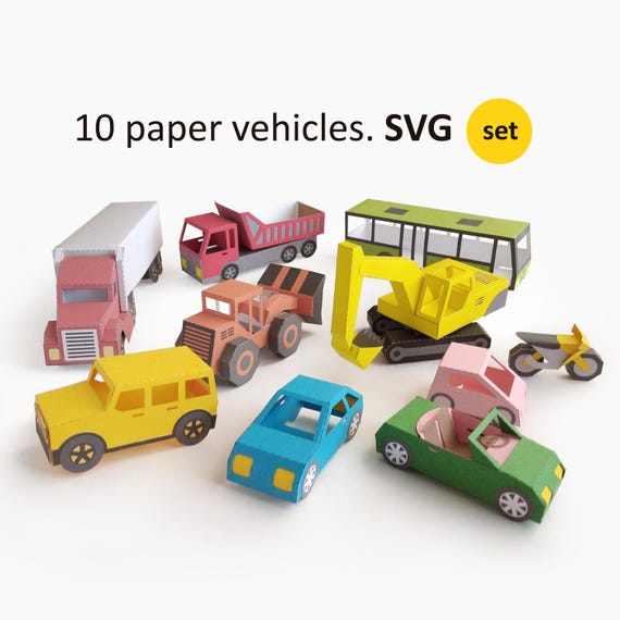 Paper Craft Vehicles SVG Templates for Cricut. 3D Models of Paper Trucks and Cars