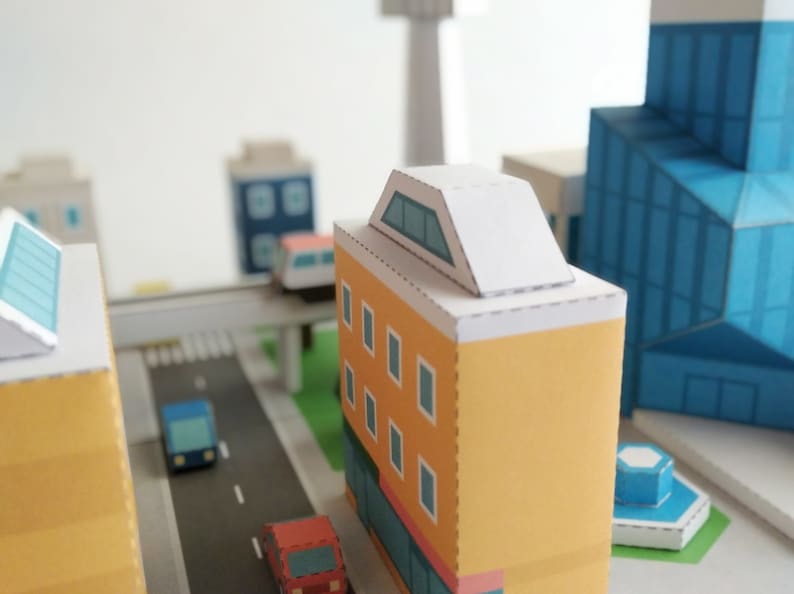 Downtown. Paper Diorama PDF Printable Template - Etsy