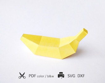 Banana DIY 3D Paper Toy SVG