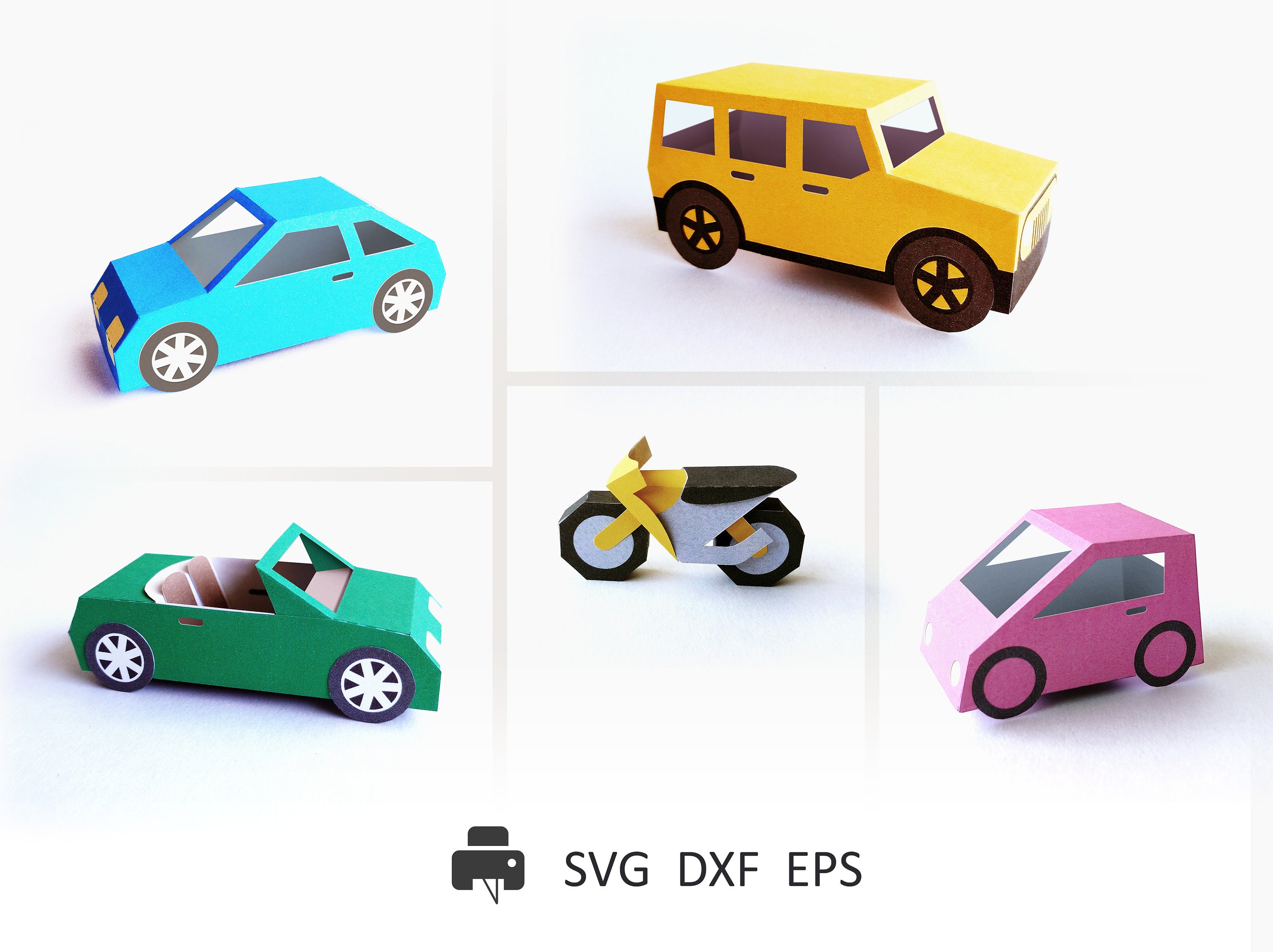 Cars SVG DXF EPS Templates for Cricut. Paper Toys - Etsy UK