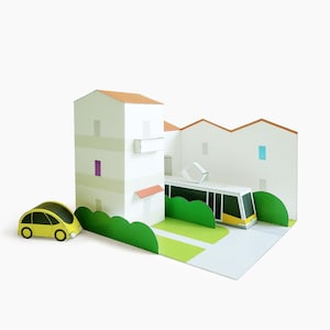 Paper Diorama Town. Printable Paper Toys for Children. PDF Templates for DIY Paper Craft
