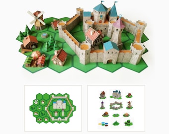 Ciudad medieval. Plantillas de miniaturas de papel para manualidades y juegos de papel.