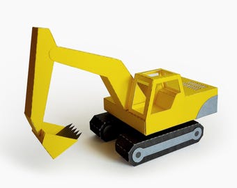Excavator Template for Cricut. Paper Craft Toy in SVG, DXF and PDF