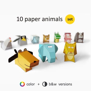 Paper Animals. Easy Paper Toys for Kids. Printable Templates - Etsy