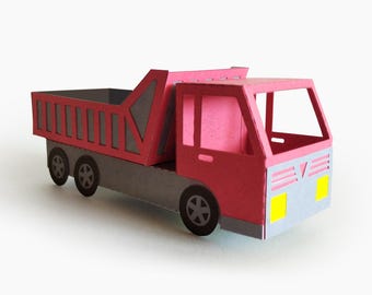 Modèle de camion à benne basculante pour Cricut. Jouet en papier en SVG, DXF et PDF