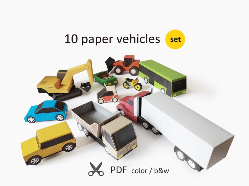 Paper Toys of Cars, Motorbikes, Buses, Trucks and Equipment. Album for Paper Craft image 1