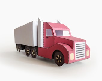 Modèles SVG de camion semi-remorque. Jouet en papier à construire avec Cricut