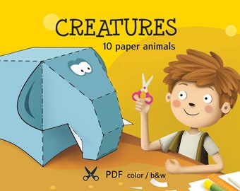 Paper Animals. Easy Paper Toys for Kids. Printable Templates