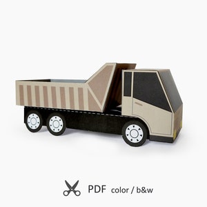 Camion à benne basculante en papier. Modèles papercrafts imprimables