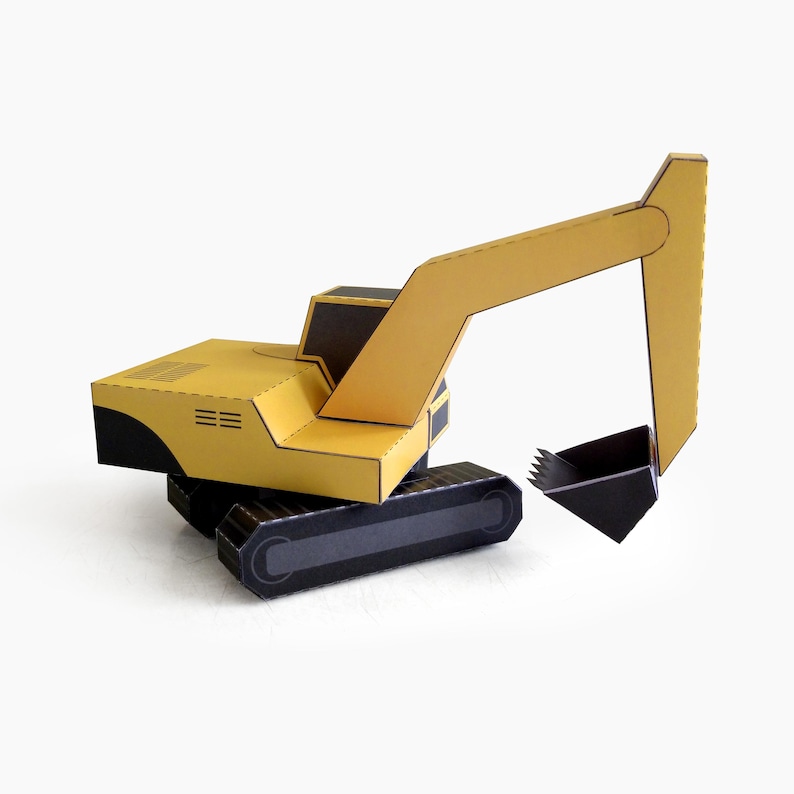 Excavator. Paper Craft Toy. PDF Printable Templates image 1