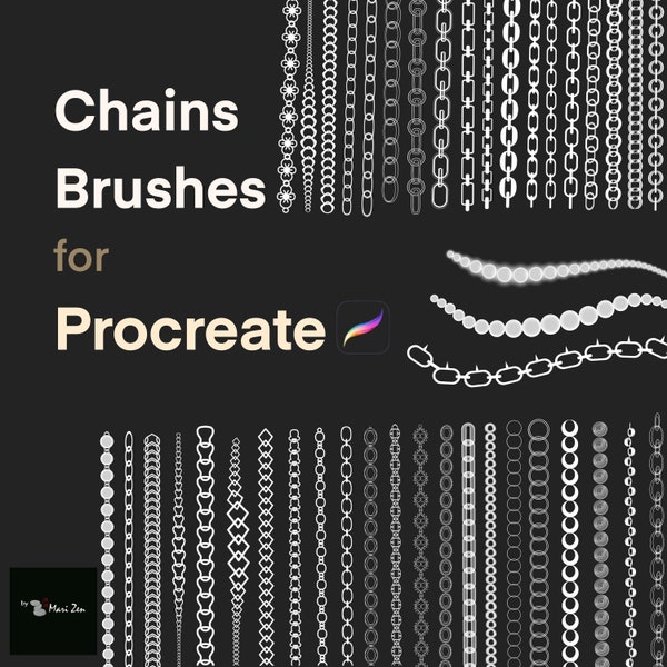 Procreate Chain Brushes More than 35 chains to create awesome illustrations Works great to design jewellery in Procreate, tattoos, and more