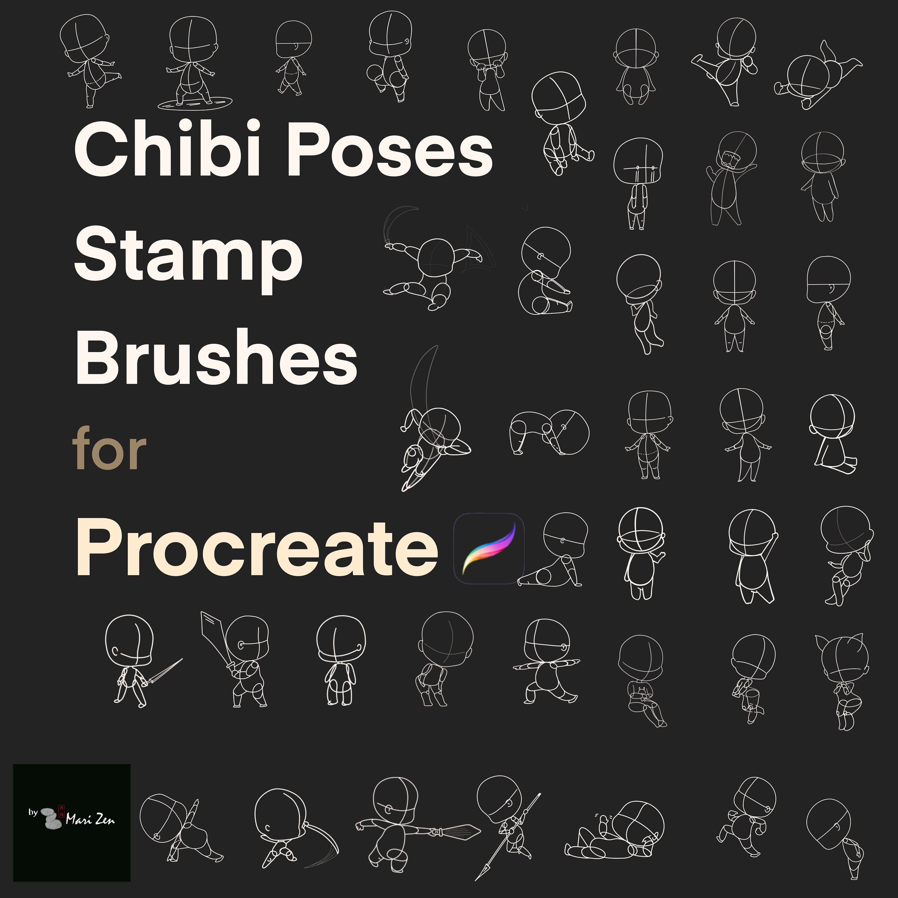 Procreate Chibi Poses Stamps Couple Poses Anime Figure -  Norway